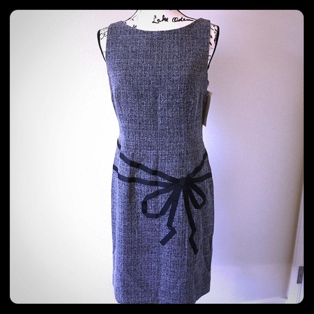 David Meister tweed bow shift dress size 8